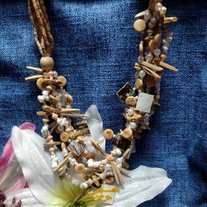 Driftwood & Shell Multi-Strand Necklace